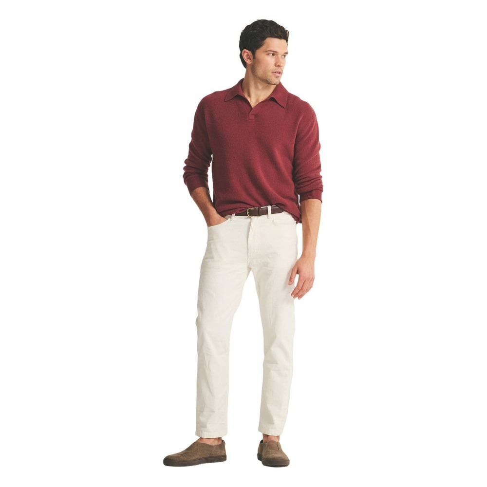 NAADAM Lightweight Cashmere Relaxed Polo Brick Red Pullover Sz Medium